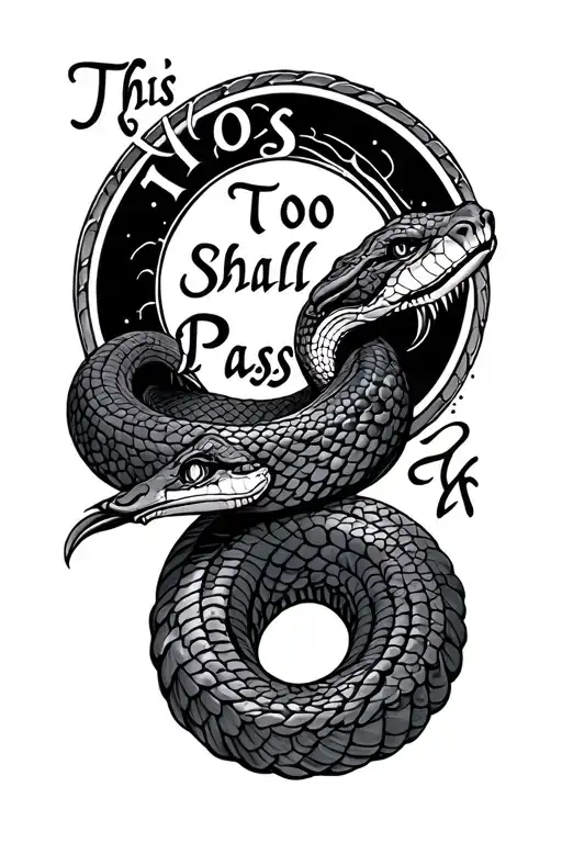This Too Shall Pass Written With A Cobra Coild In A Circle Around Text