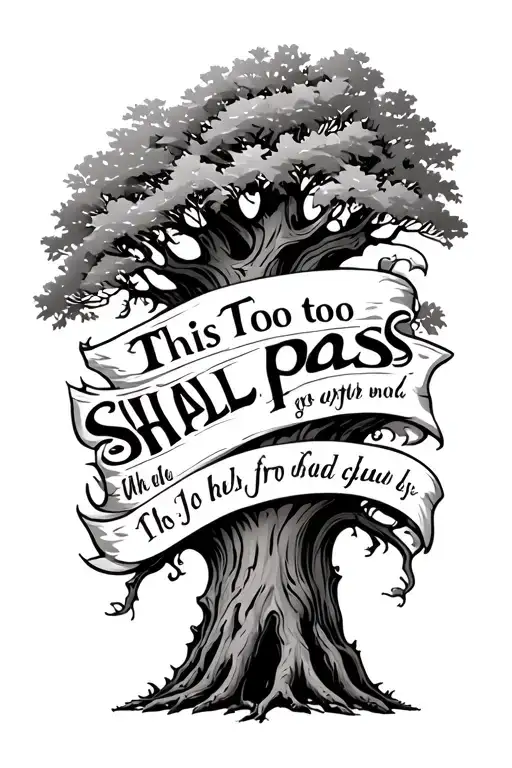 This Too Shall Pass Written Carved Into An Old Oak Tree