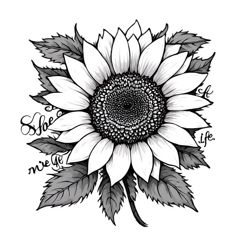 Sunflower With The Words She Gave Me Life Along Side It