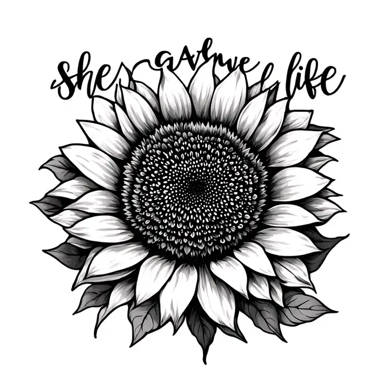 Minimalist Sunflower With The Words She Gave Me Life Along Side It