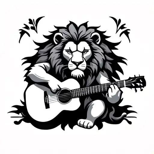 Lion Playing A Guitar