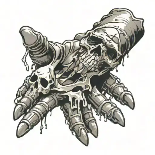 Ripped Glove With Skull Hand