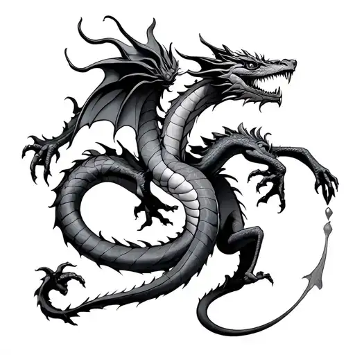 Aquarius Dragon Fighting Gemini Zodiac Sign Intertwined
