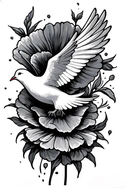 The Word Poppy With A Dove Flying Off