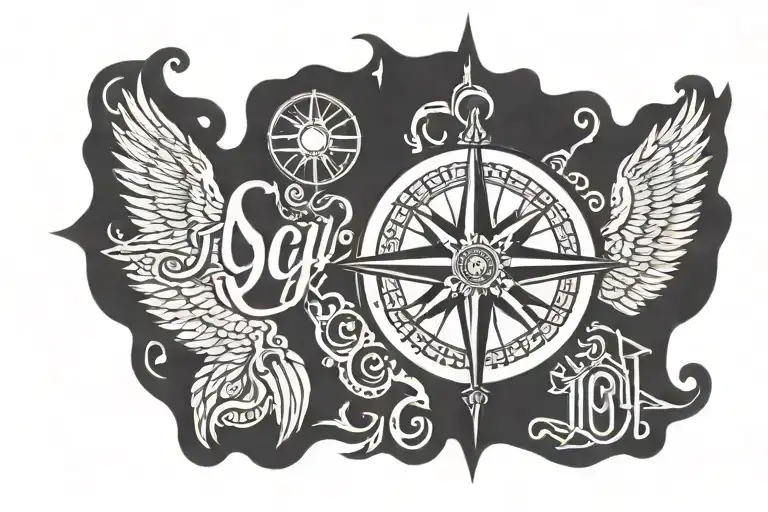 Compass Surrounded By Text 'Igy6' Us