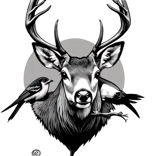 Deer Eating A Bird Facing Forward