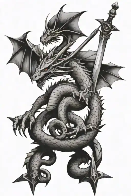 A Dragon Winding Along The Sword And War Pennants