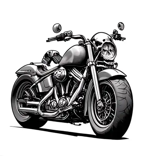 Motorcycle Skull Line Work