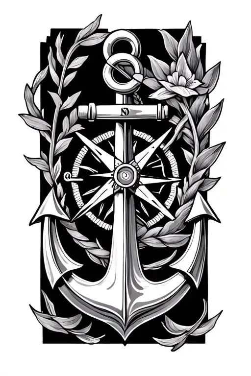 Anchor And Compass Rose Intertwined