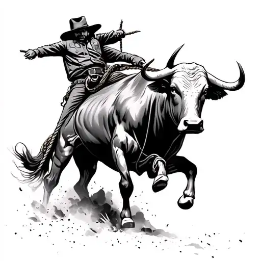 Bull Rider On A Bull Surrounded By Lasso Rope With 8 Seconds Glory Or Grave Tied In