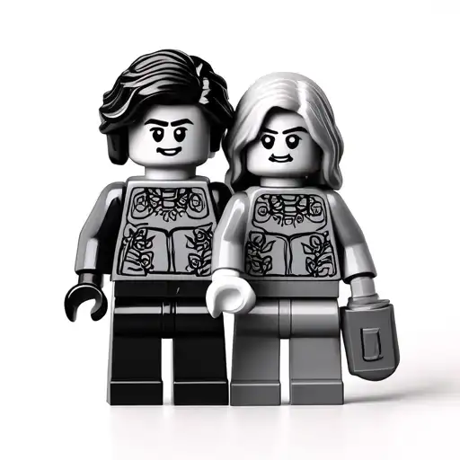 Lego Figure Mother And Son Holding Hands