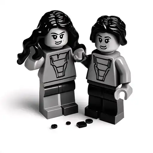 Lego Figure Mother And Child Holding Hands Reaching