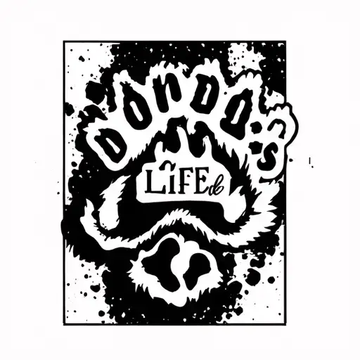 Dog Paw Print Tattoo On Hand Donds Life Wording On Knuckles