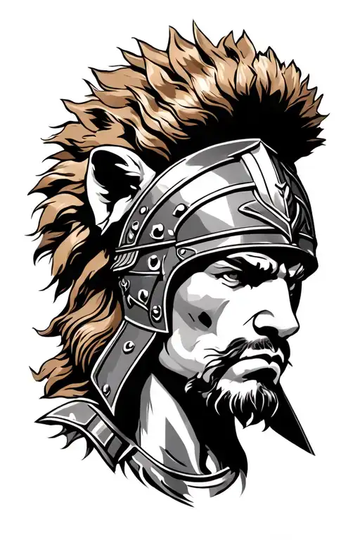 Gladiator With Lion Helmet
