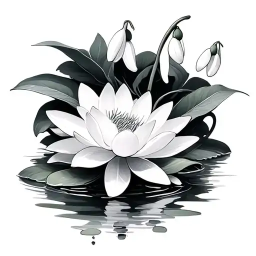Snowdrop And Water Lilies