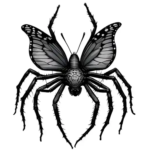 Spider And Butterfly Emerging Representing Strength With Semi Colon