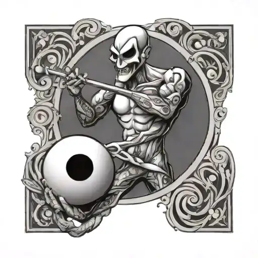 Half Man Half Egg Cartoon Character Wielding A Flute Shaped Like An Infinity Symbol