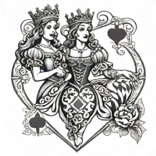 Queen Of Hearts Card With Two Women Holding Hands