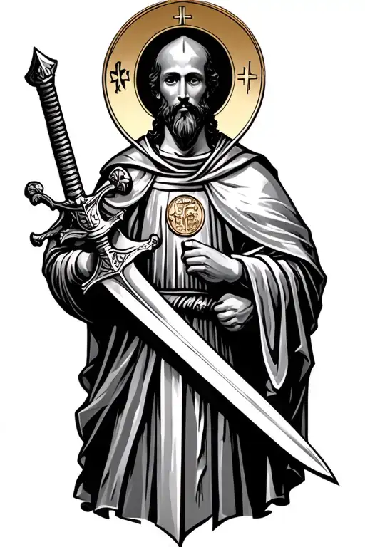 Saint Benedict Medal Knight Holding A Sword