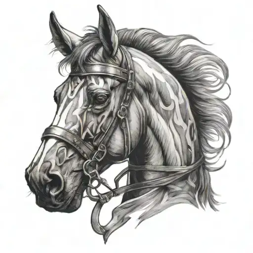 Race Horse Head With Blinders
