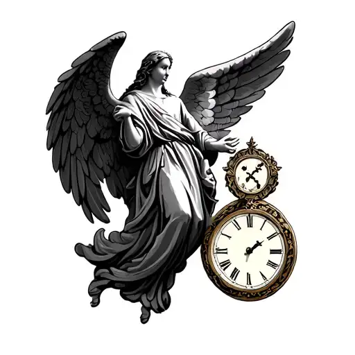 Orthodox Guardian Angel With 3 Clocks Side By Side