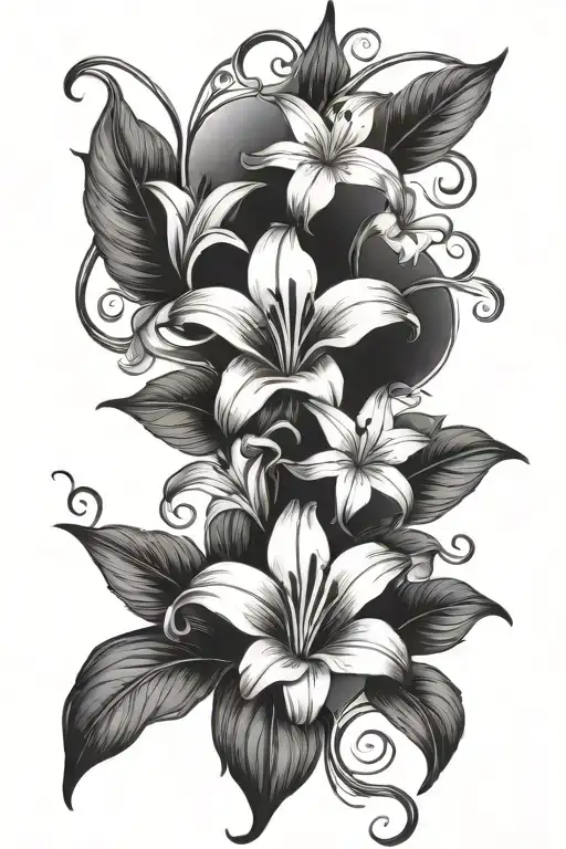 Lily Flowers And Morning Glory Vine