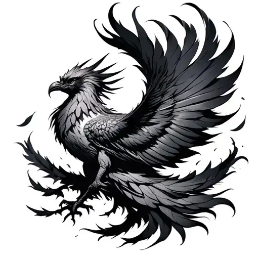 Simple And Easy Evil Scary Dark Phoenix With Feathers Falling