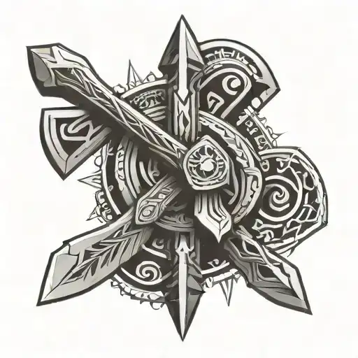 Native American Spear And Hatchet Cross Cross