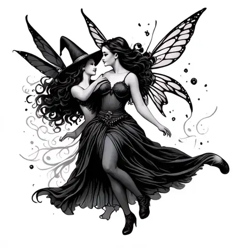 A Fairy Woman And A Witch Woman Dancing Around