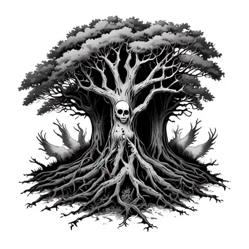 Haunted Forest With Dead Spirits Coming Out Of It