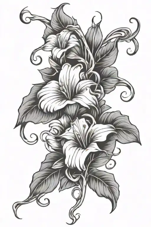 Morning Glory Vine And Lily Intertwined