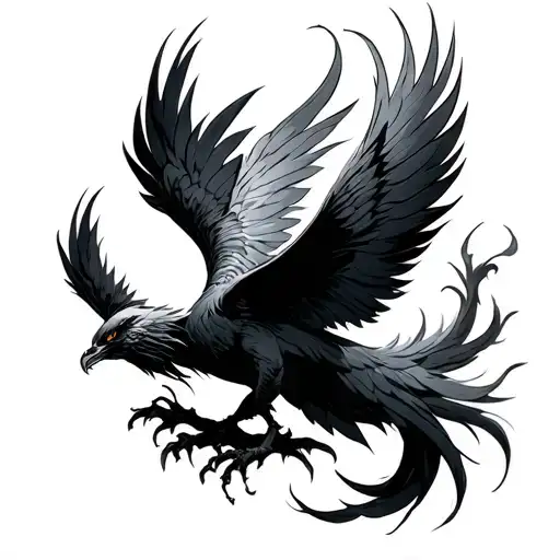 Extremely Simple And Easy Evil Scary Dark Phoenix With Feathers Falling