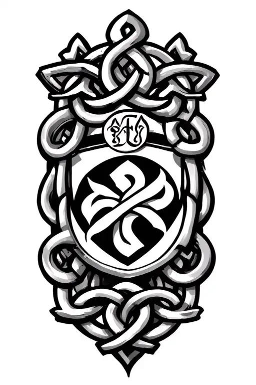 Celtic Knot Around Family Crest
