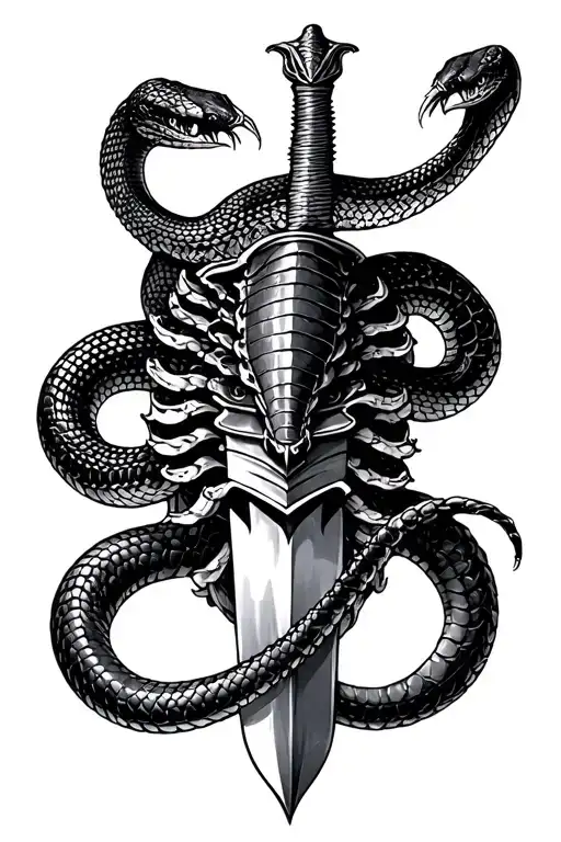 Snake And Scorpion On A Dagger