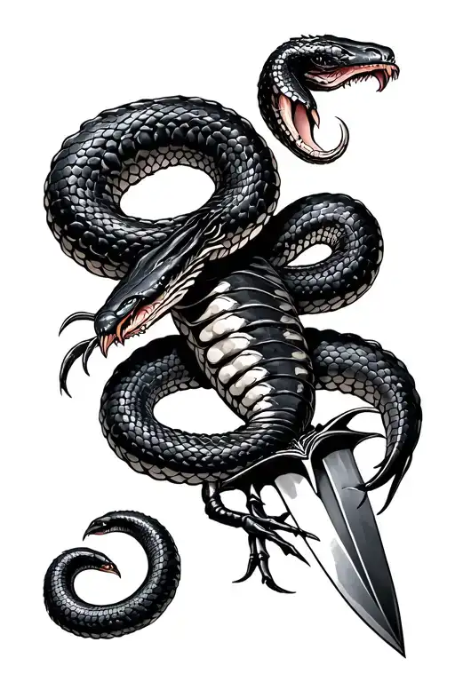Snake And Scorpion Next To A Dagger