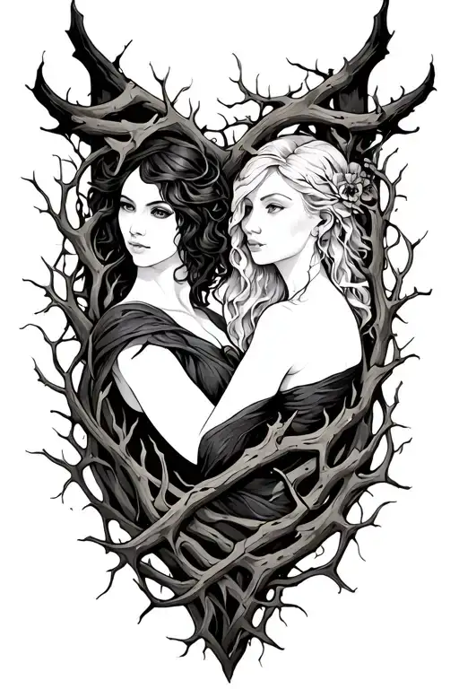 The Name Ares & Elizabeth Wrapped In Thorn Vines