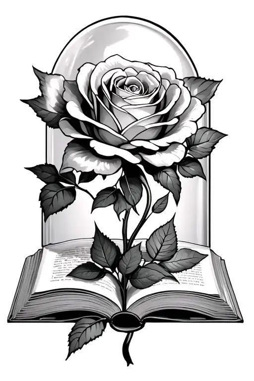 An Open Book With The Rose Under Glass From Beauty And The Beast Rising From The Pages