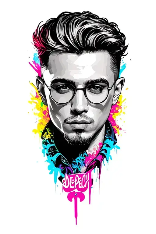 Depech Mode Logo With Colorful Background