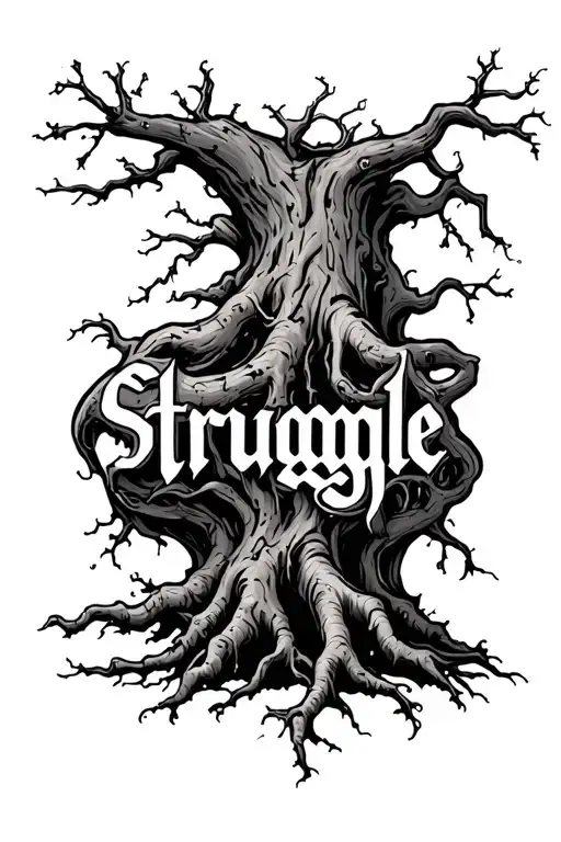 Tree Roots Spelling The Word Struggle