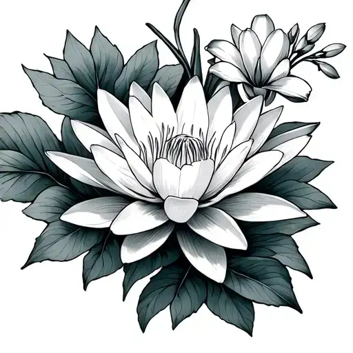 Larkspur And Water Lily