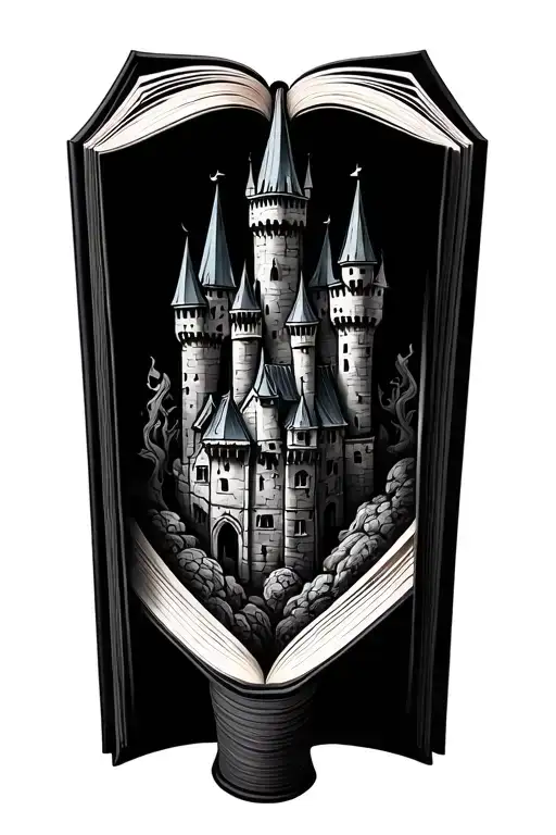 An Open Book With A Gothic Castle Rising From The Pages