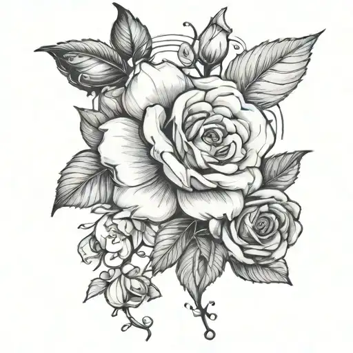 Forget Me Not And Rose