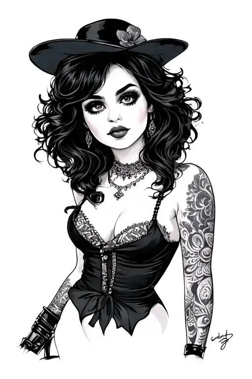 Emo Pinup Traditionnal Standing Up