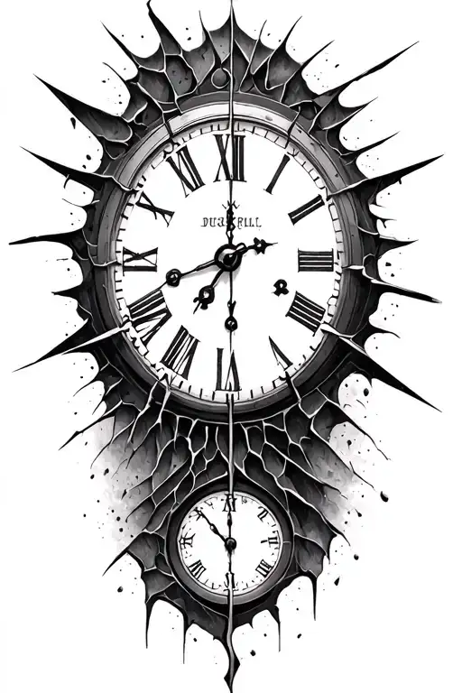 Broken Clock Face With Detailed Back Ground Looking