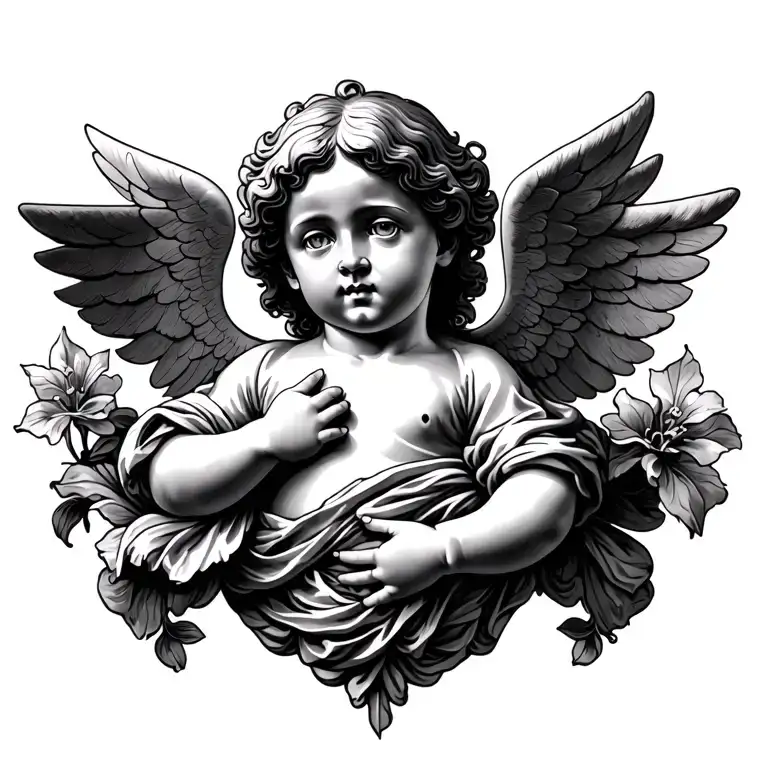 Classical Art Tattoo Design Featuring Cherub