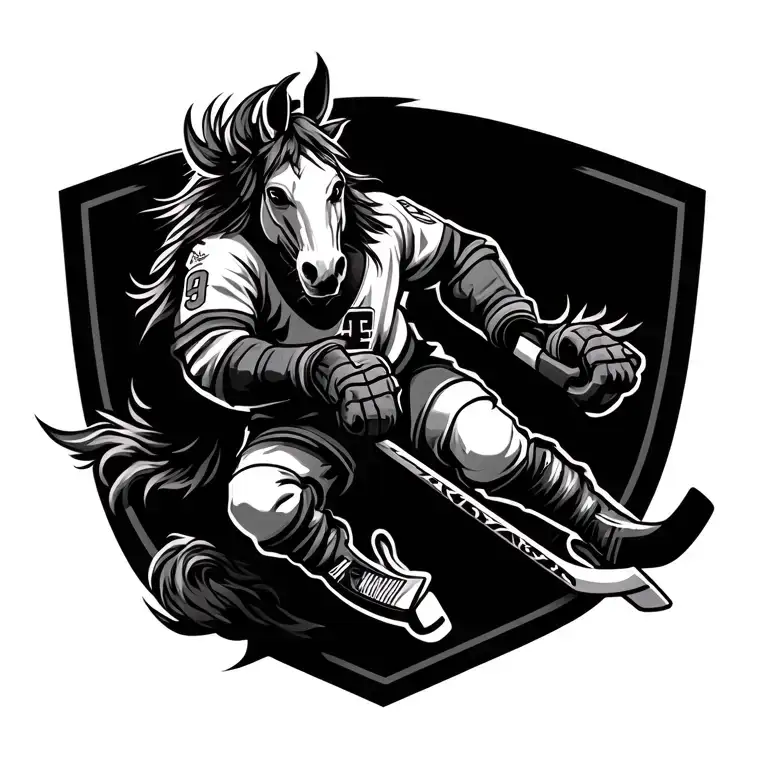 Hockey Warrior Riding Wild Atallion In Cyclone