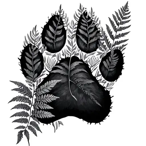 Fern Plant Inside Of Dog Paw Print