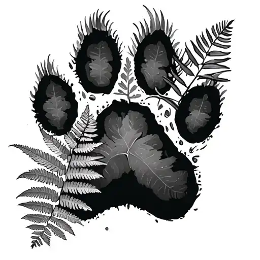 Fern Plant Inside Of Dog Paw Print