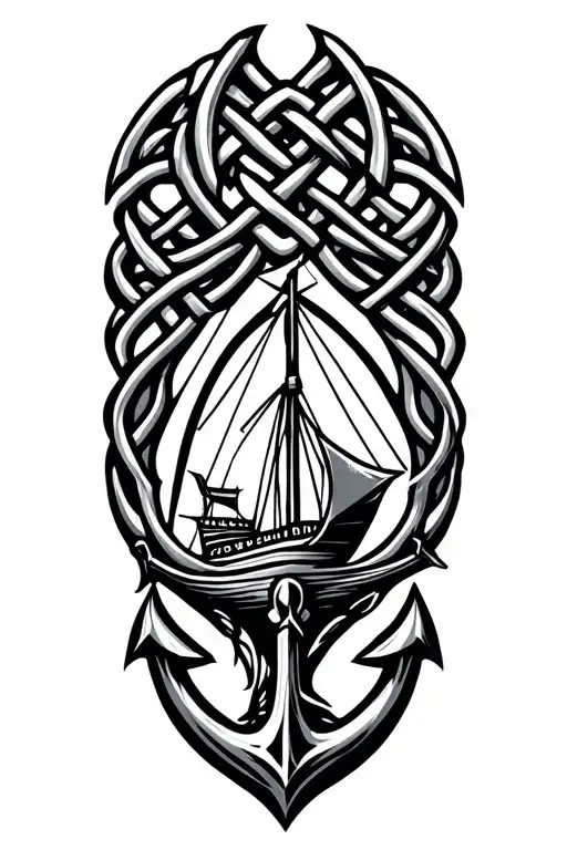 Thor Norse Viking Knotwork Design Featuring Boat And Anchor