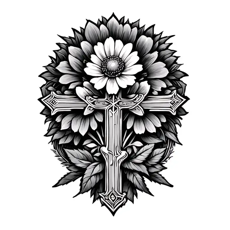 Cross Military Flower Circle Unique